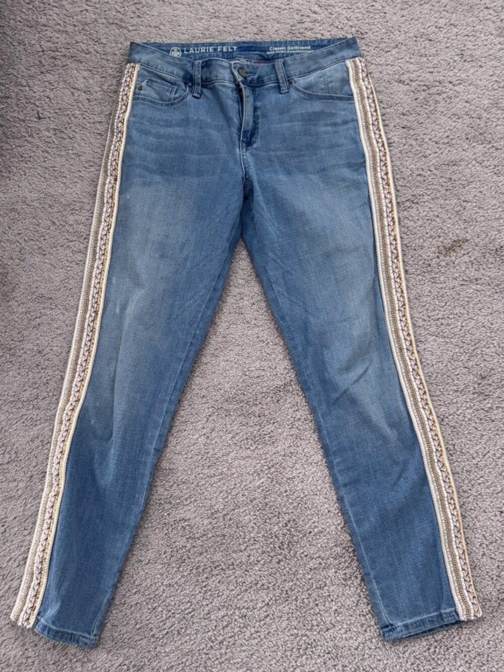 Laurie Felt Classic Girlfriend Jeans w/ Side Stripe – Fits Like Small (4–6)